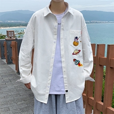春季长袖衬衫男宽松港风衬衣男外套男CSCS277-P35，男装衬衫，电商B371