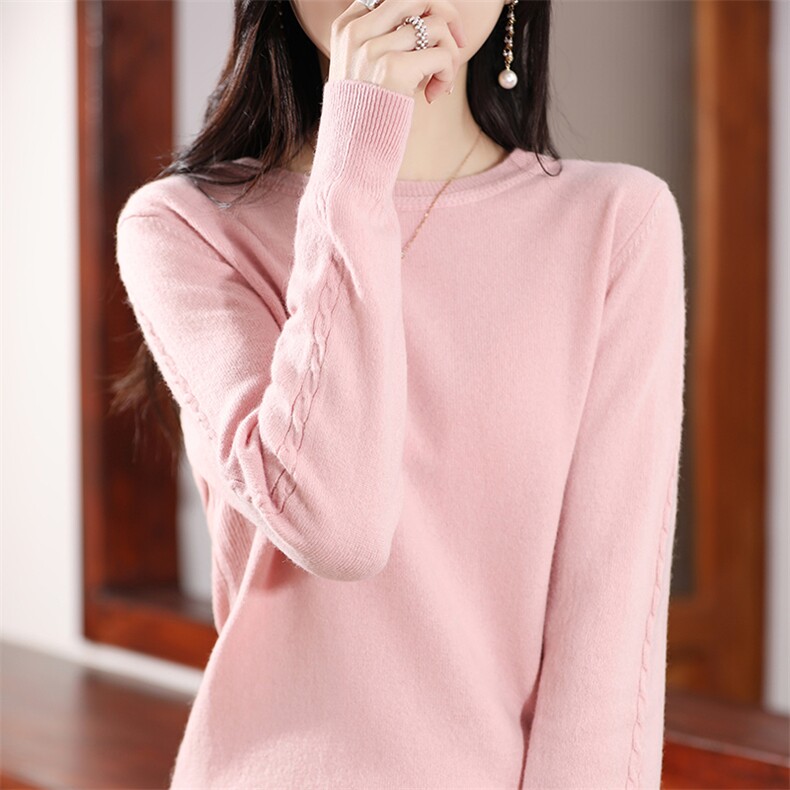纯色羊毛衫女长袖春秋2024年新款潮,女装羊毛衫,耀日羊绒