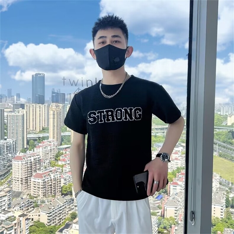 短袖t恤男士夏季高级感半袖体恤圆领刺绣半袖衫修身上衣T218,男装T恤,星座1116A-2（原606A-1）
