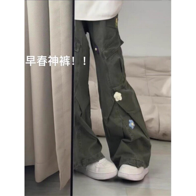 港风日系复古刺绣大口袋工装裤早春炸街高腰阔腿休闲裤ZK3886-P75,男装休闲裤,星座313A(原308A-2)