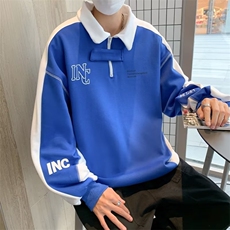 春秋季polo领卫衣男宽松潮流港风百搭长袖上衣外套W015-P40，男装卫衣，星座308B-2