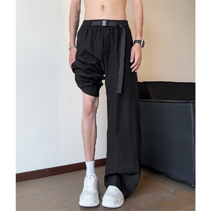 K2512特批35控59【水洗皱感】冰丝斜切弯刀裤美式长裤阔腿男裤图片