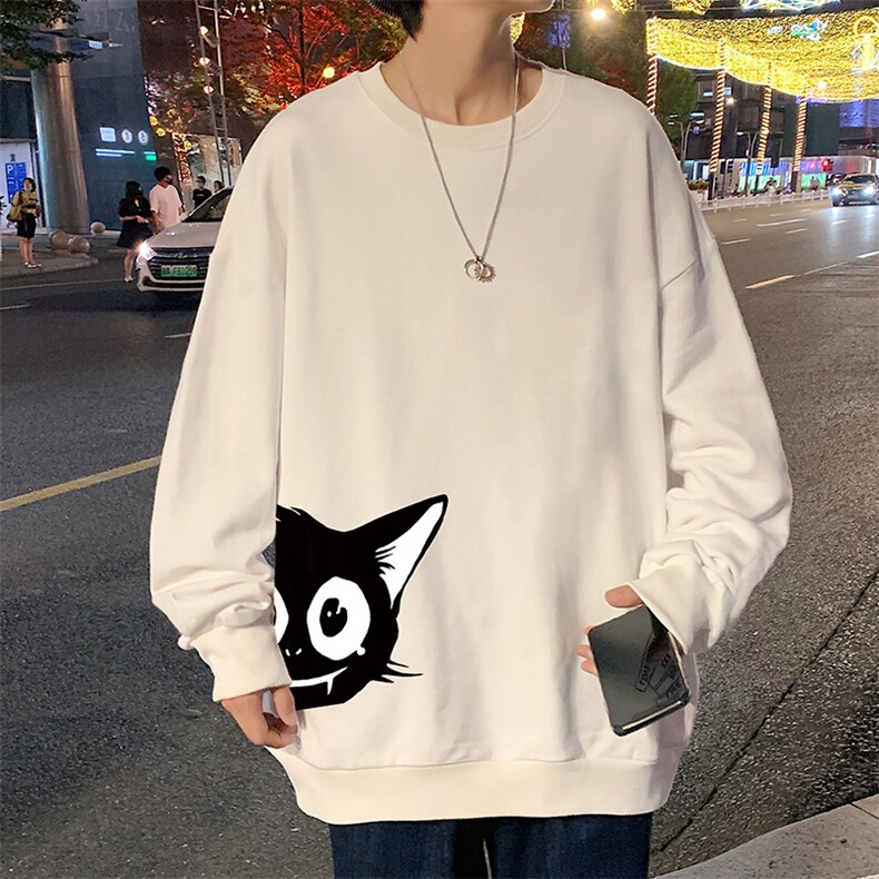 S6035-P28 加绒款-P33 秋季圆领卫衣男大码韩版宽松长袖外套图片
