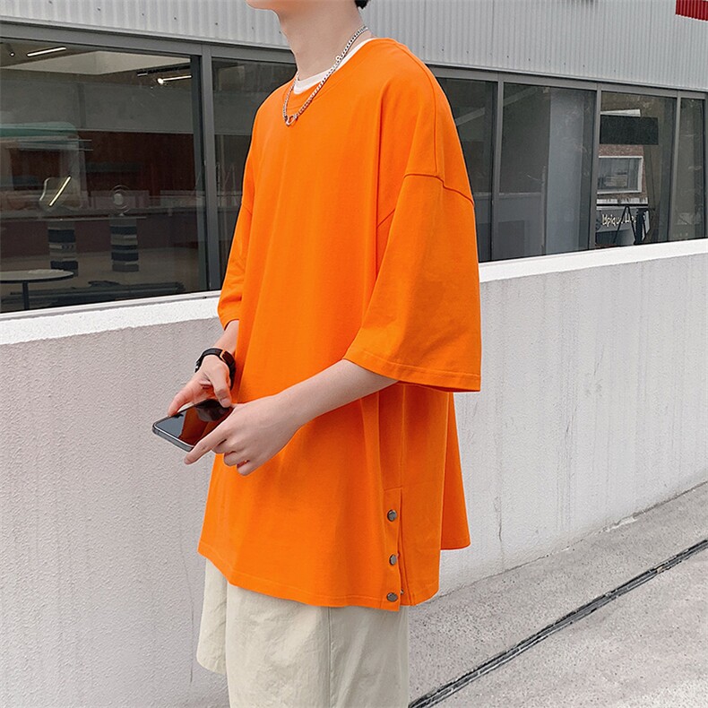 DX60P38港风开叉排扣短袖青少年学生百搭休闲宽松T恤,男装T恤,星座1204-3