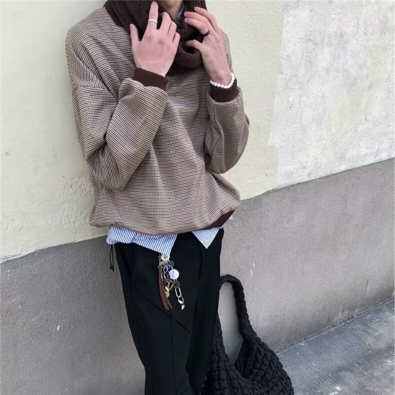 T87-P55翻领男卫衣秋冬季美式高端2025新款春秋长袖打底衫套头,男装T恤,电商B323A