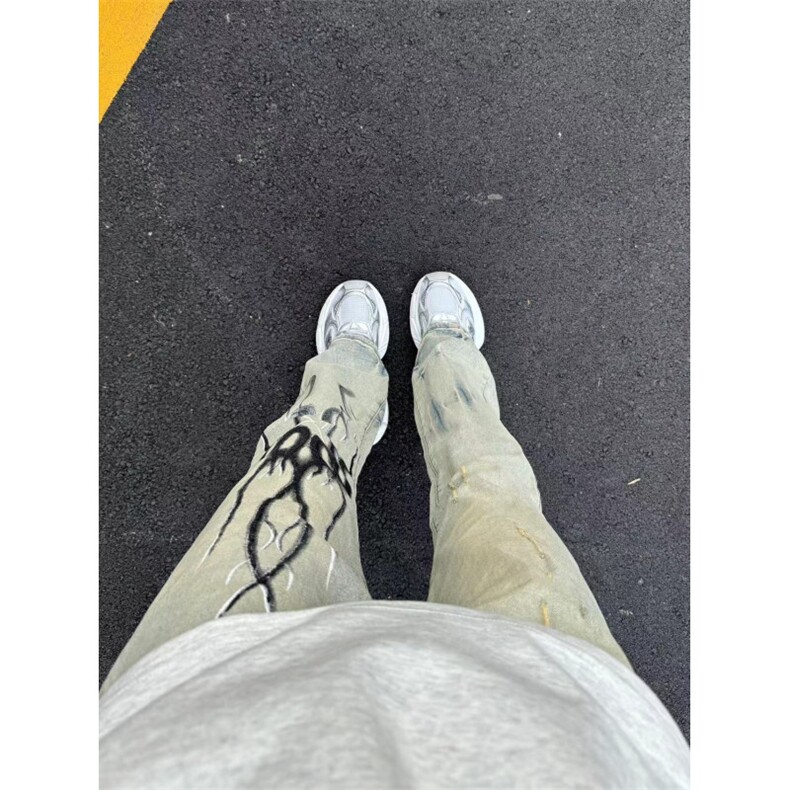 【网图】火焰牛仔裤男水洗做旧微喇vibe裤子美式高街NZ05LL特P58,男装牛仔裤,星座1007（原301D）