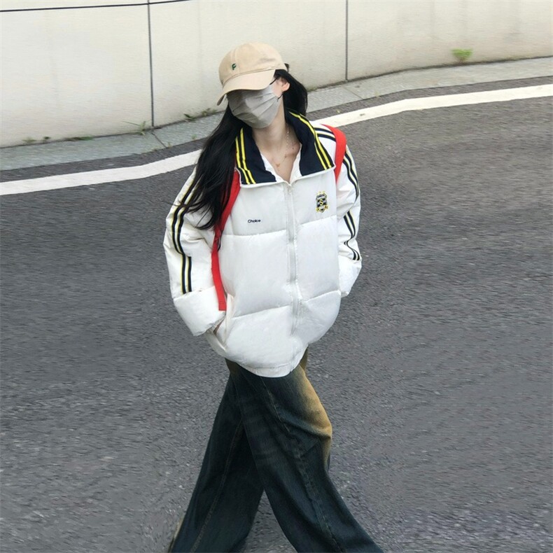 W586-P98美式复古棉服女2025年棉袄bf潮棉衣学生外套情侣款,男装棉衣,星座911-1
