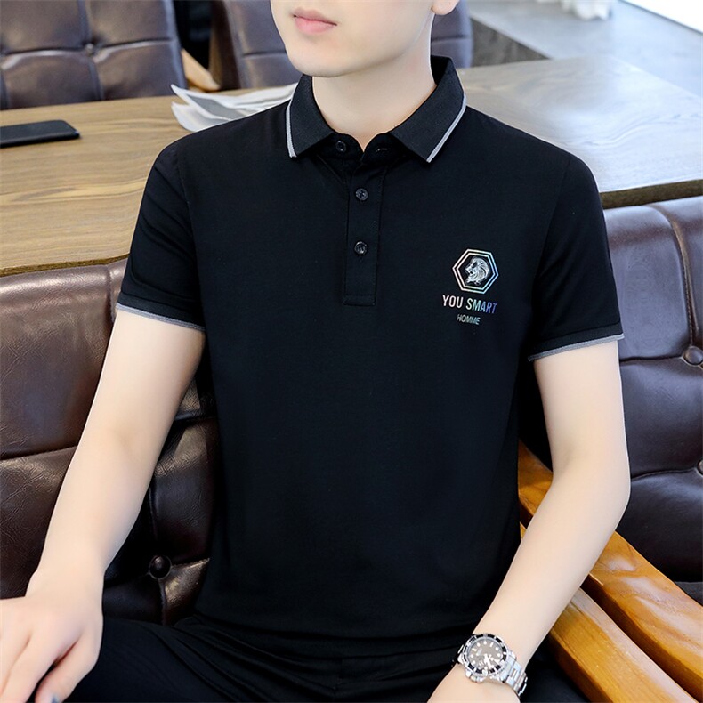 polo衫男短袖2023新款冰丝翻领t恤夏季男士宽松商务休闲翻领短袖T,男装T恤,电商B212（原钱塘6029）