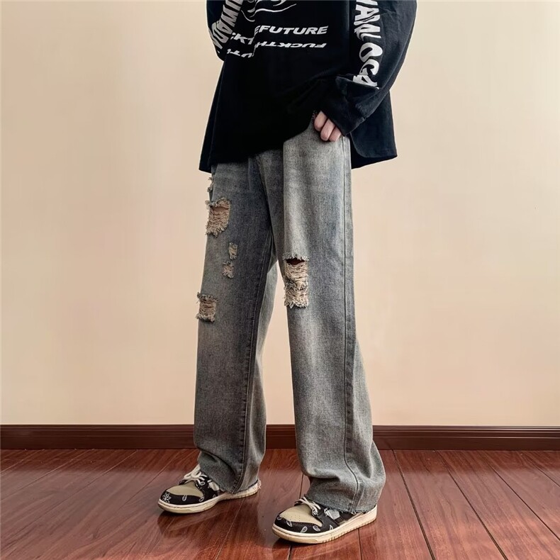 218-1-P40-M537新款时尚休闲破洞牛仔裤,男装牛仔裤,四季星座218-1