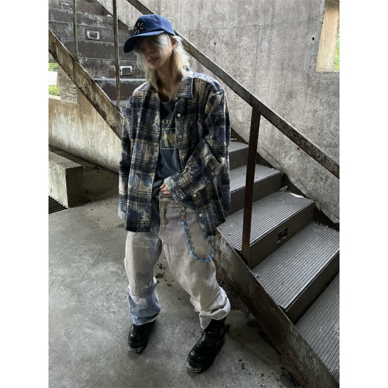 【有货】cleanfit扎染格子衬衫男设计感高级感衬衣C3002LL-特P50图片