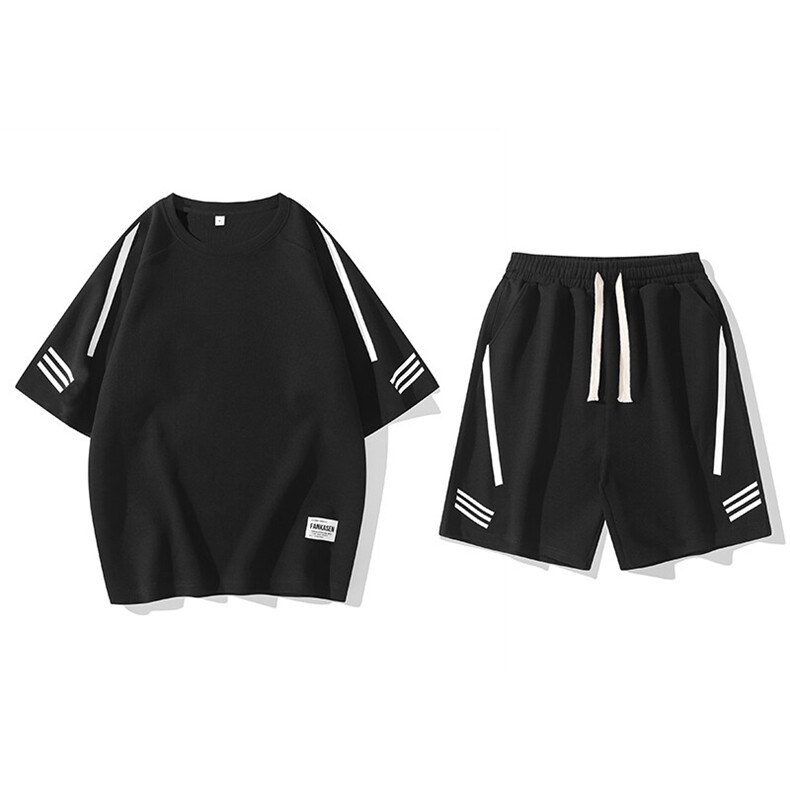 2025夏季新款运动服短袖T恤运动套装潮男痞帅一套搭配宽松短裤p45,男装T恤,星座1113