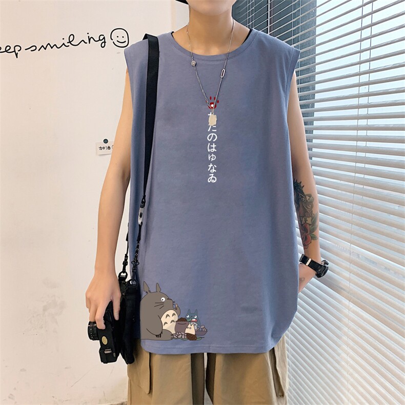 ！港风2023夏季无袖背心男加肥加大码宽松短袖T恤男BX269-P20,男装背心/马甲,电商B371