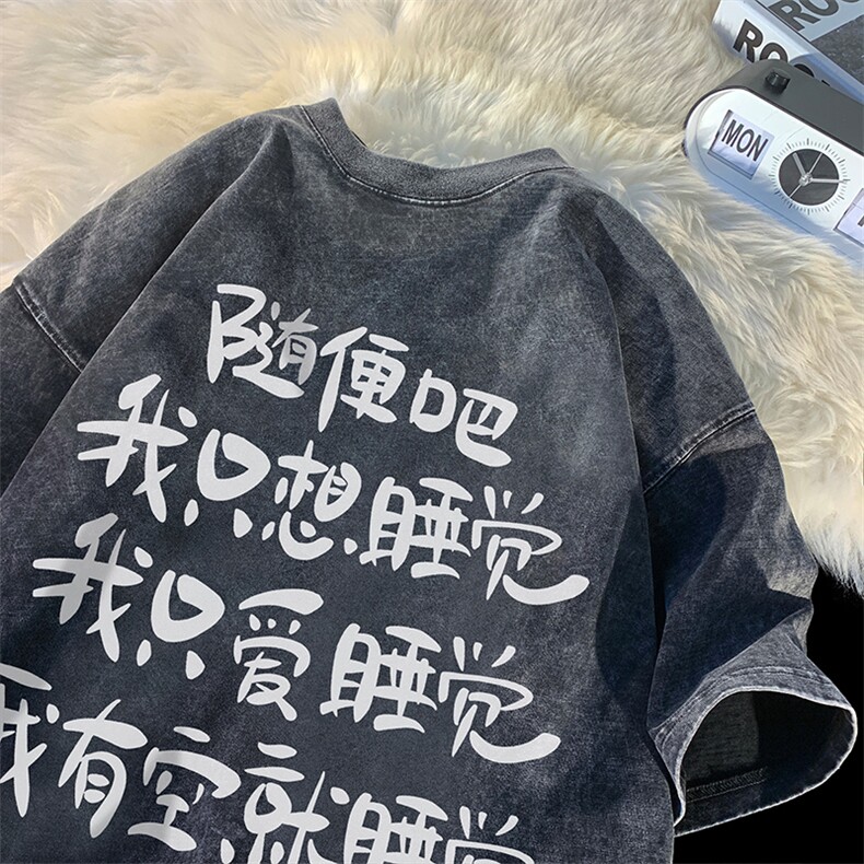 抖音供货、230克现货水洗棉印花宽松版短袖T恤 D223A-ST2337-P35图片