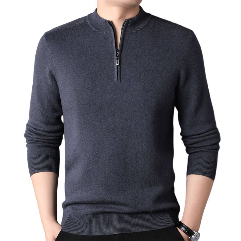 F81733高货加厚四平针羊毛精品秋冬季半高拉链中年男士羊毛衫,男装针织衫/毛衣,钱塘207-1