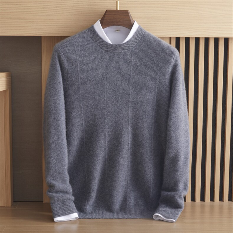 羊绒毛衣男纯色圆领秋冬新款百搭打底衫，男装羊绒套衫，绒誉暖羊绒