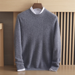 羊绒毛衣男纯色圆领秋冬新款百搭打底衫,男装羊绒套衫,绒誉暖羊绒