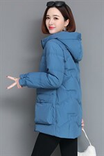 时尚保暖中长款连帽棉服显瘦修身冬季女装外套，女装棉衣/棉服，雪樱依海