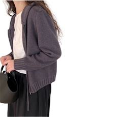 长袖纯色2024年秋季拉链连帽时尚简约纯色针织羊毛衫，女装羊毛衫，戎咖羊绒