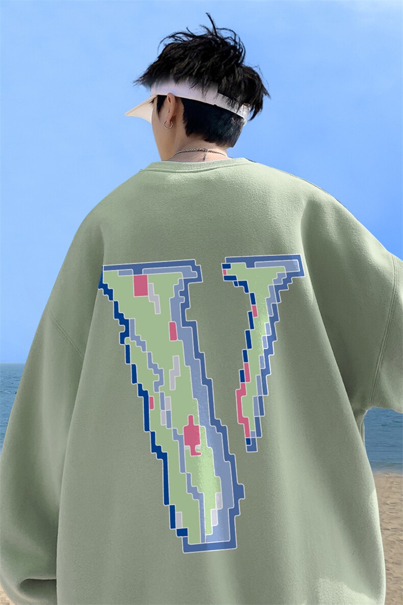 秋季宽松大码港风像素v印花圆领卫衣WY118-特p28（抖音不可售）,男装卫衣,星座508（原C305）