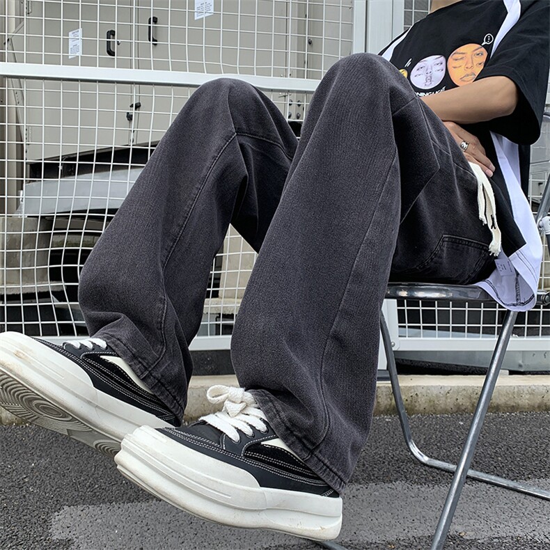 港风夏款男牛仔裤纯色直筒宽松休闲长裤加大码S-5XLNK5080P30,男装牛仔裤,星座1013-1