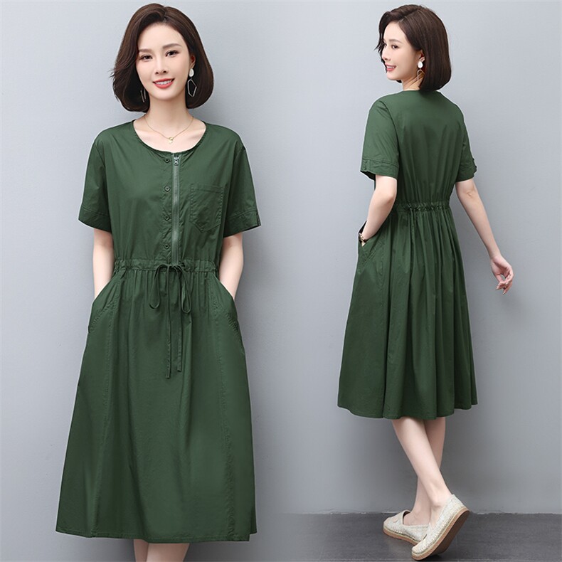 纯棉连衣裙2025夏季新款衣服大码女装100%全棉法式气质宽松长裙子，女装连衣裙，江忆布依