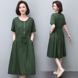 纯棉连衣裙2025夏季新款衣服大码女装100%全棉法式气质宽松长裙子