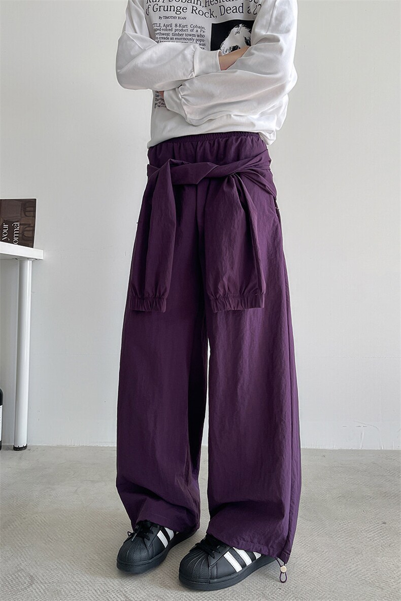 8XL-M休闲裤男美式高街纯色绑带宽松跳舞直筒裤潮K9127P68控98,男装休闲裤,电商D206-1