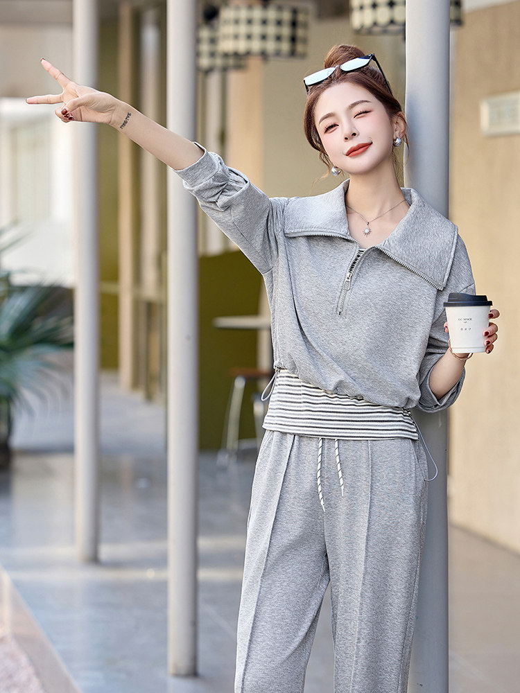 卫衣套装女2025开春超火甜美休闲洋气时尚减龄韩系搭配三件一整套,商品下架区,韩然一族