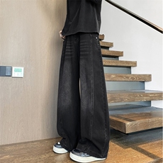 抖音品质美式潮流水洗拼接宽松阔腿牛仔裤B315-K25910-特p40控78，男装牛仔裤，电商B315