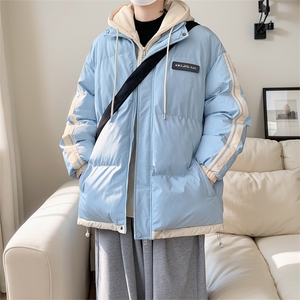 棉服男冬季新款港风宽松假两件连帽棉衣MF8587-特P78图片