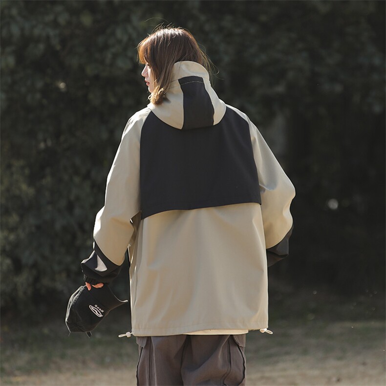 大码秋冬季连帽冲锋衣夹克潮酷宽松工装情侣外套JK6256p78,男装夹克,电商D315