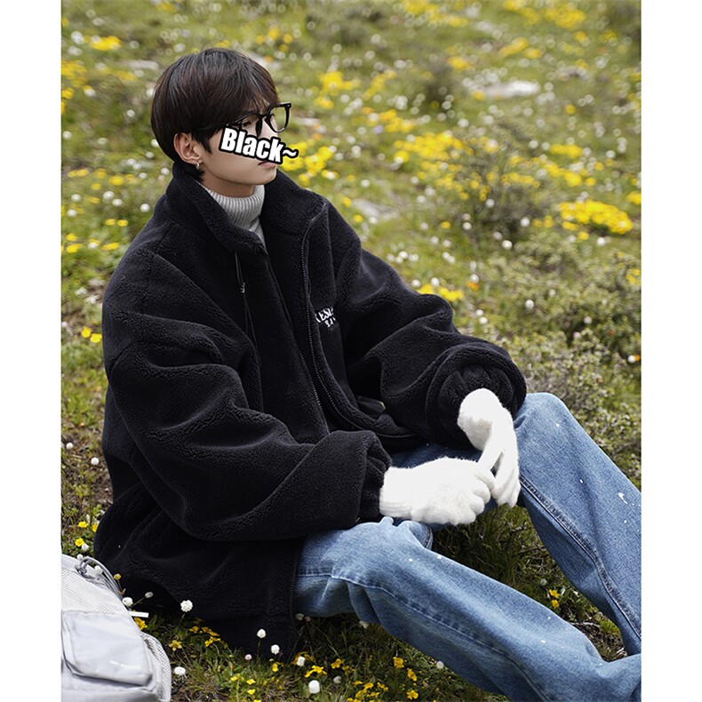 WASSUPHAPPY摇粒绒棉服外套男秋冬季潮牌羊羔毛保暖冬装痞帅棉衣,男装棉衣,电商A102