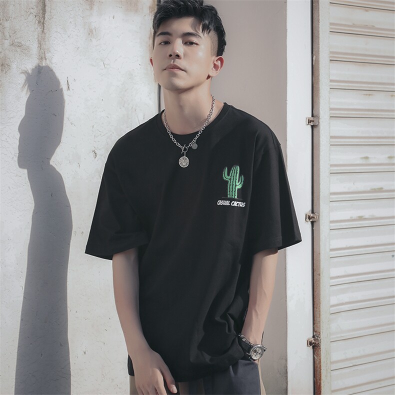夏季新款 纯棉圆领卡通仙人掌印花短袖打底T恤衫C309-T66-P35-X49图片