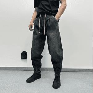 秋冬季美式牛仔裤男生痞帅潮流哈伦裤水洗百搭宽松休闲萝卜裤男,男装牛仔裤,四季星座505