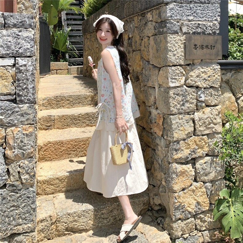 碎花吊带上衣半身裙两件套女2025夏季新款绝美减龄套装ootd一整套,女装套装/套裙,2C133