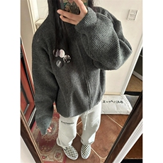 连帽毛衣男秋季慵懒风开衫上衣针织拉链外套男潮MZ37，男装针织衫/毛衣，星座1116A（原606A-3）