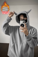 小恶魔保暖双面摇粒绒350g重磅百搭卫衣外套男W24537-特P60控108，男装棉衣，电商A001