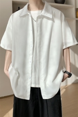 夏季新款薄款文艺情侣短袖衬衫男潮百搭简约衬衣宽松休闲C04/P35，男装T恤，电商B209