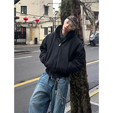 潮座山雕毛绒连帽棉服男女2025冬季美式cleanfit设，男装棉衣，星座218-1（原230）