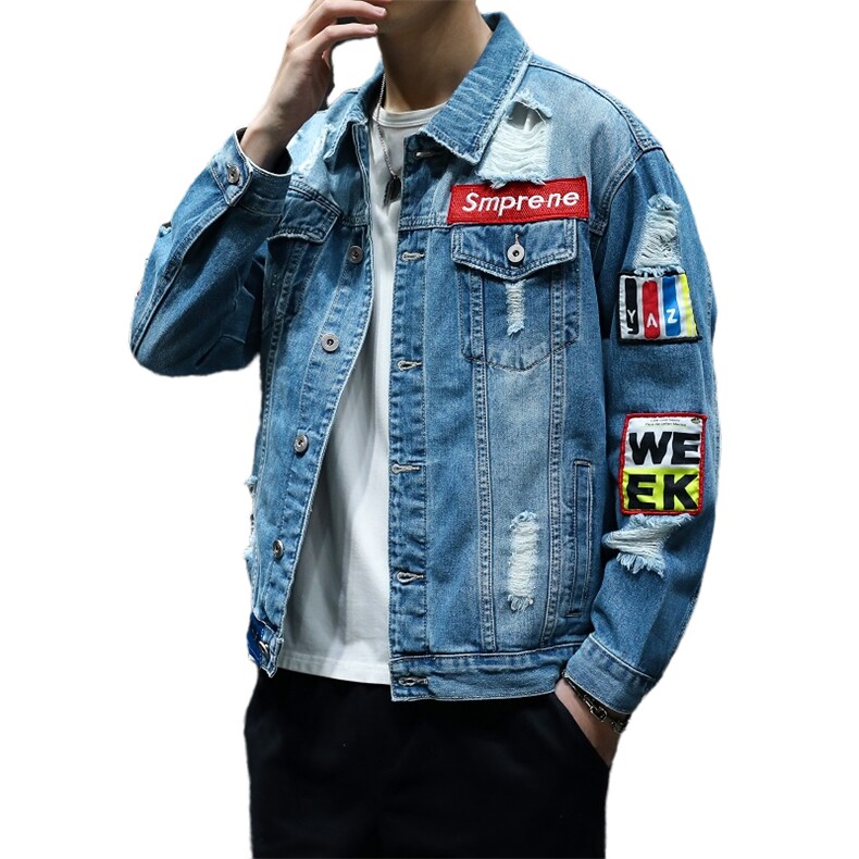 2025秋季牛仔外套男贴标时尚潮牌夹克黑色 901-P80，男装工装外套，电商B223（原星座515-1）