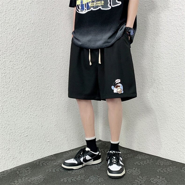 HD74239-P22 华夫格短裤男大码宽松五分裤男直筒中裤图片