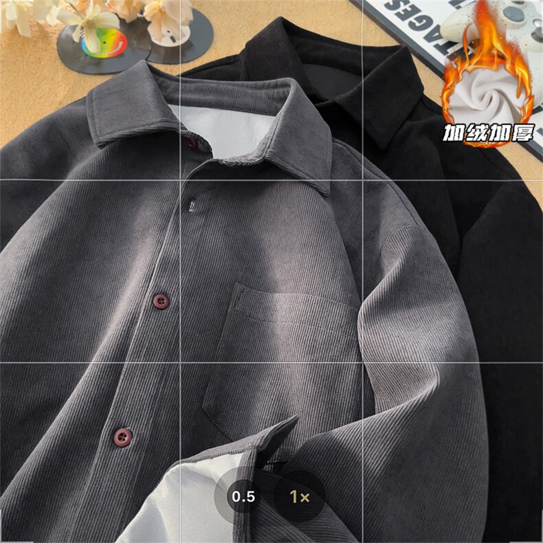 2025HC25700加绒摆拍大码灯芯绒长袖衬衫M-5XHC25958-特P30，男装衬衫，电商A022
