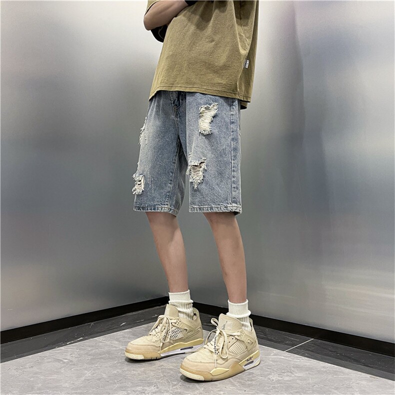 破洞牛仔短裤男韩版潮流痞帅高街2026夏季新款ins五分裤KR263-P36,男装牛仔裤,星座412