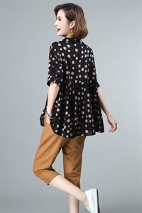 2023年新款衬衫两件套装女时尚七分裤哈伦裤小皱菊上衣小衫图片