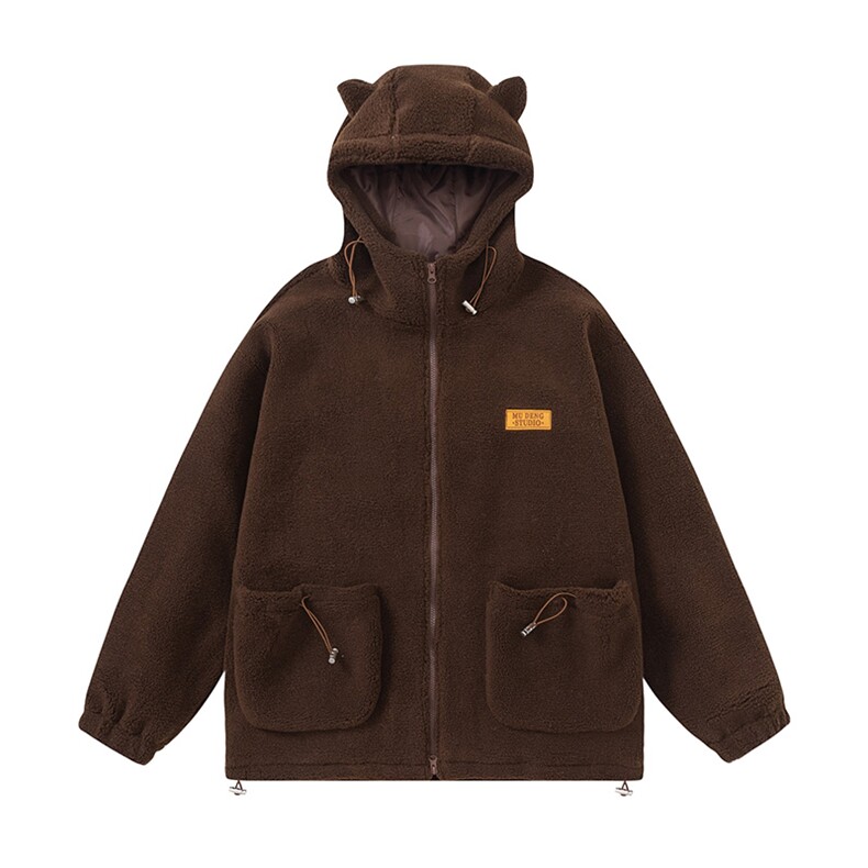 羊羔绒连帽外套男冬季新款加厚保暖棉衣宽松情侣棉服F304P140,男装棉衣,电商D325