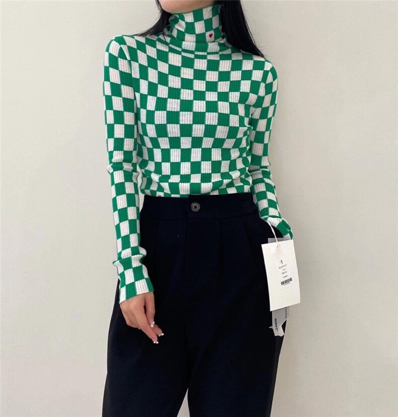 【爆卖】高织棋盘格打底衫，其它，译写