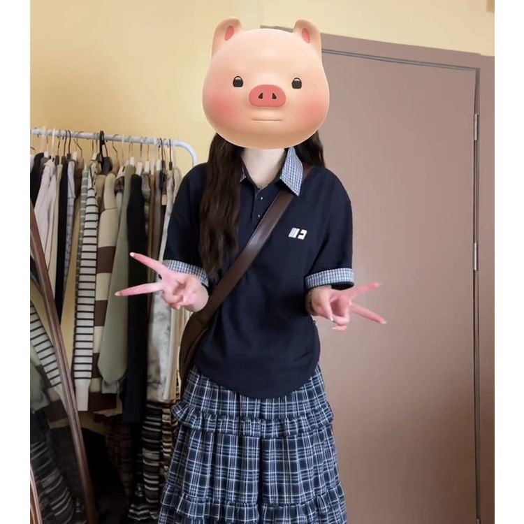 H1010-P38刺绣原版做工宽松休闲翻领POLO衫短袖T恤,女装T恤,星座617A-2