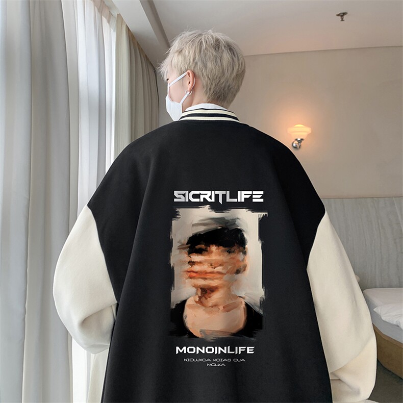 摇粒绒棒球服男大码开衫卫衣男夹克BF86213-P65,男装夹克,电商A040