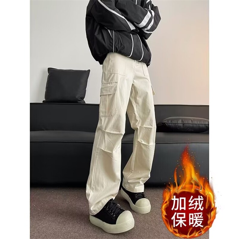 褶皱工装裤男秋冬美式日系微喇裤春秋款休闲直筒裤子MKT179P48,男装工装外套,星座1013-5