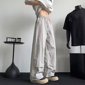 YC0383-P35 美式复古工装裤男夏季新款潮牌速干裤宽松运动弯刀裤图片